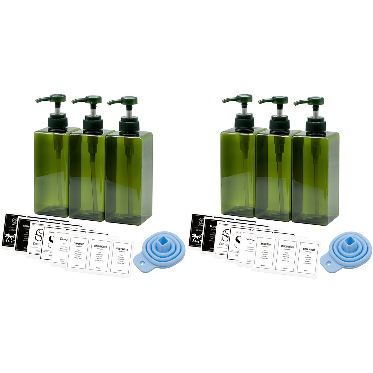 [ネセクト] シャンプーボトル ディスペンサー 大容量650ml クリア3本セット ラベルシート付属 詰め替えボトルシンプルデザイン ホテル プッシュ式 [1年保証] - 画像12