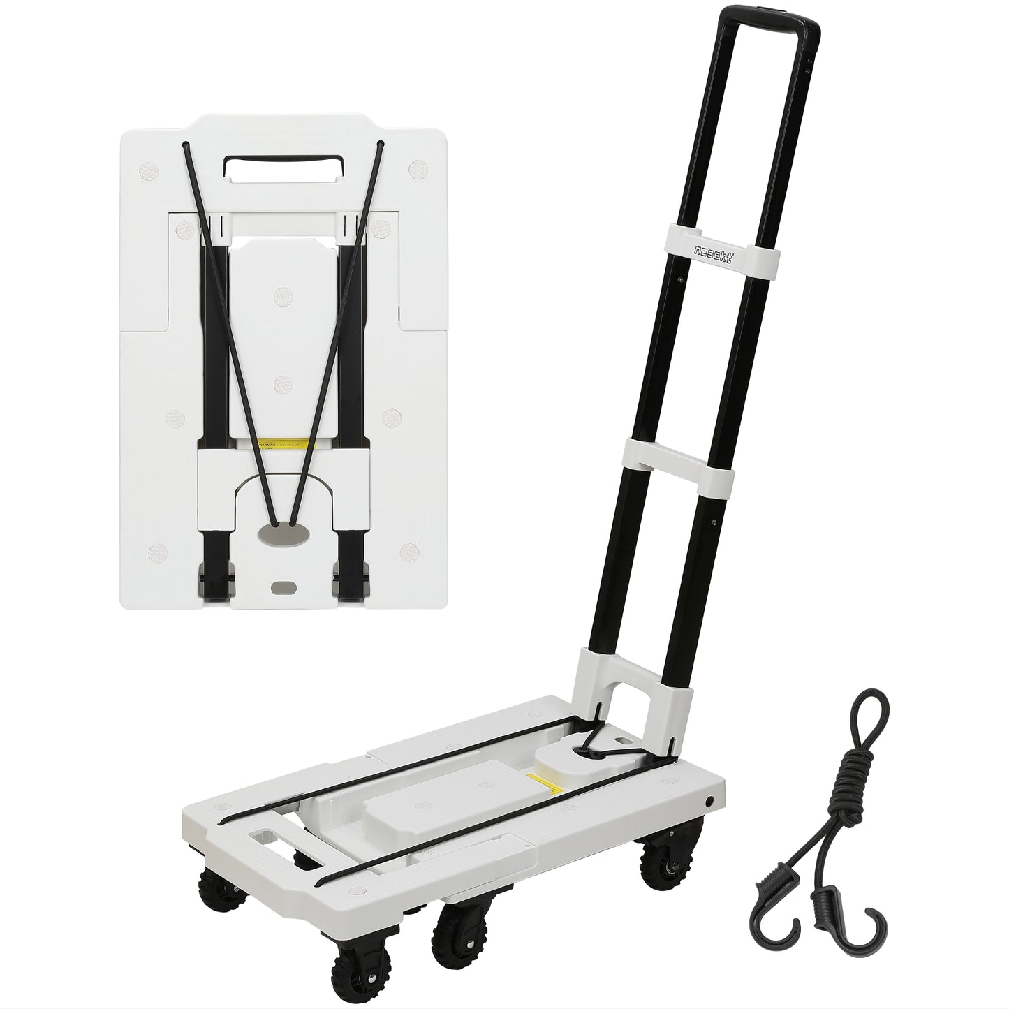 [ネセクト] 折りたたみ式台車 ストッパー付き静音車輪 耐荷重150kg 軽量コンパクト 固定用ゴムロープ付属 平台車 車載 防災用[1年保証]