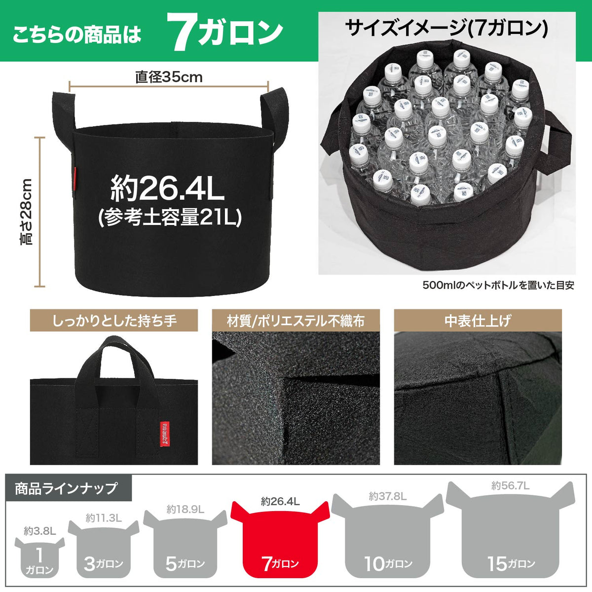 [ネセクト]不織布プランター 6枚入り 根域制限 ベランダ栽培 野菜栽培 果樹苗木 鉢カバー プランターカバー[1年保証] - 画像10