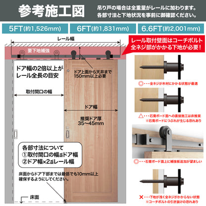 吊り引き戸レールキット 設計安全耐荷重100kg 安全試験実施済ドア用金物 ドアヒンジ [日本国内企画品]