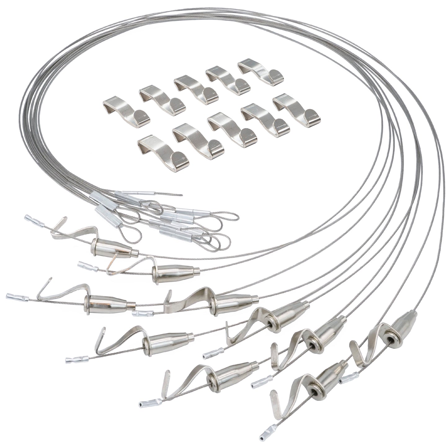 [ネセクト] ピクチャーレールワイヤーセット ステンレス製 スライド式フック高さ調整可能 国内強度試験済 [1年保証]