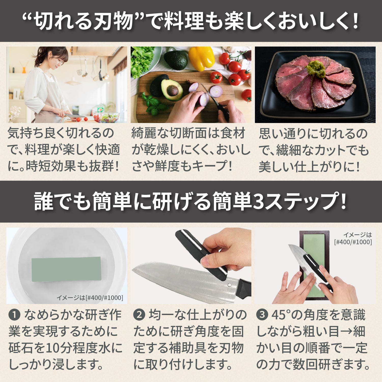 [ネセクト] 両面砥石セット 面直し 台座 刃物固定具付属 包丁砥石 業務用 家庭用 仕上 切れ味回復[1年保証] - 画像5