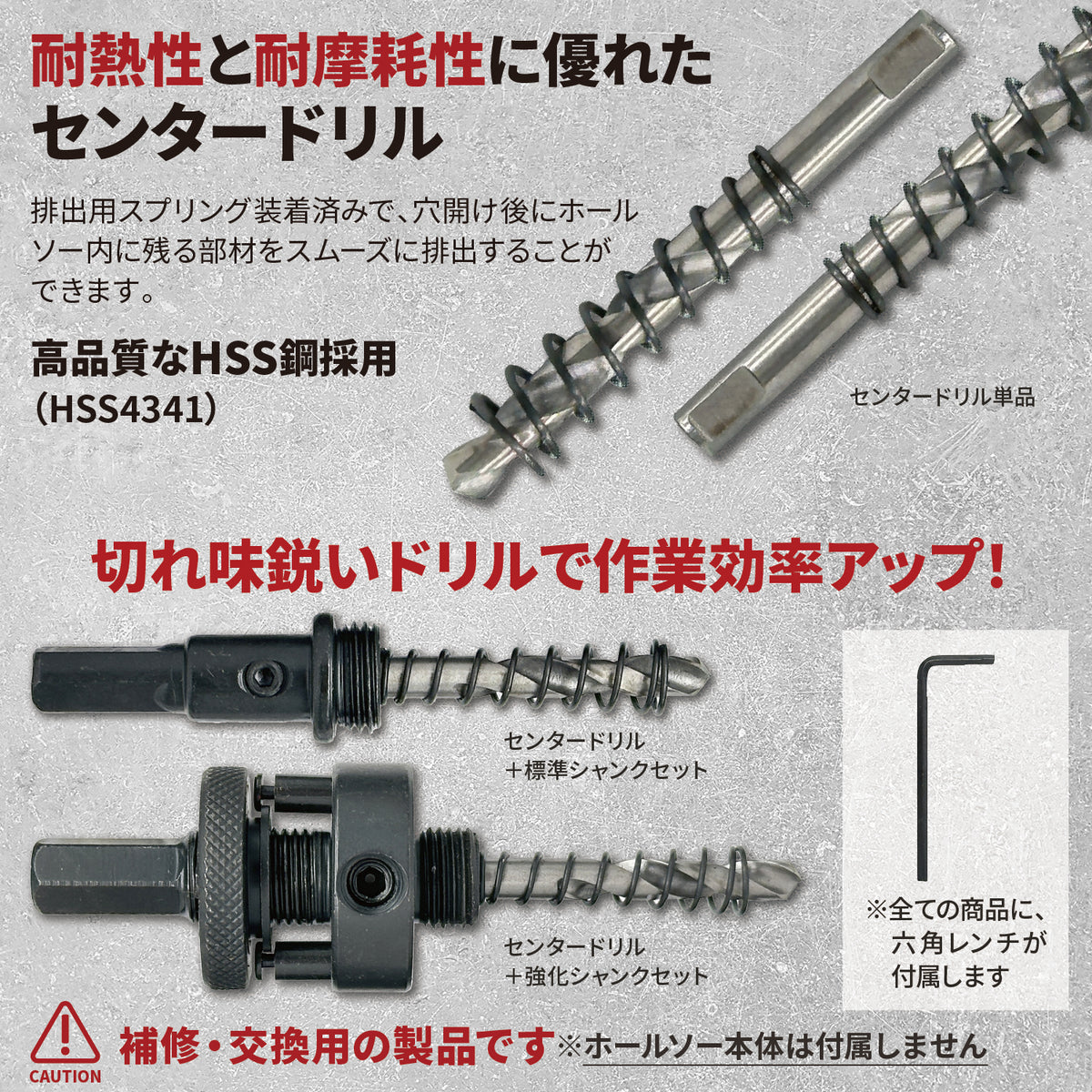[ネセクト]バイメタルホールソー 補修用センタードリル・シャンク HSS4341 交換部品 金属加工用[日本国内企画品]