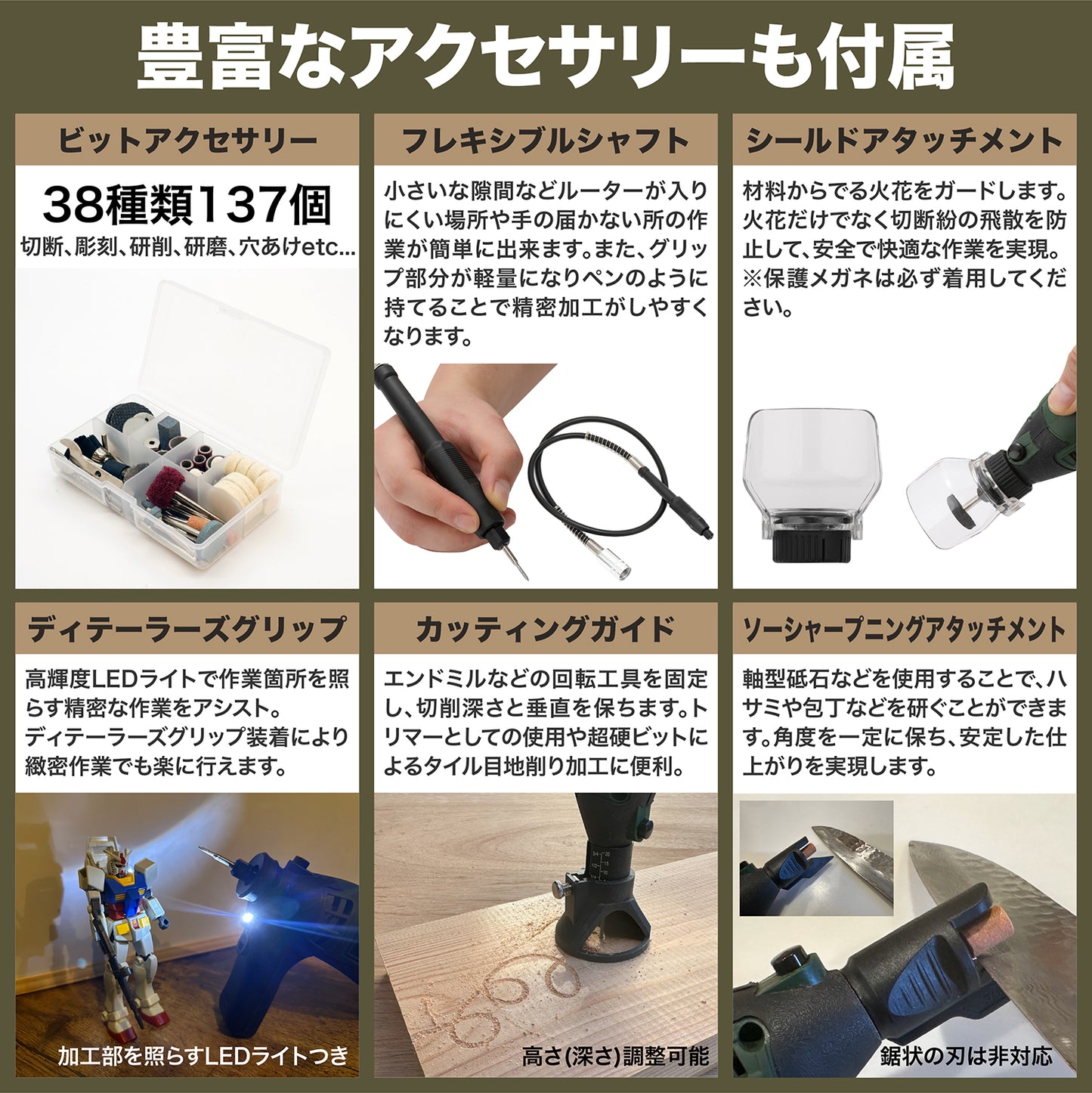 [ネセクト] ミニルーター リューター 148点 フルセット AC100V 彫刻/穴あけ/研磨/切断/切削/汚れ落とし [日本国内企画品 3年保証]