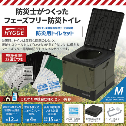 【防災士企画開発品/ネセクト】 非常用トイレ ヒュッゲ 簡易トイレ 防災用 耐荷重100/110/120kg 果実殻活性炭配合凝固剤・処理袋12回分 アルコール除菌シート ペーパーホルダー付属 折りたたみ 【日本国内企画品】
