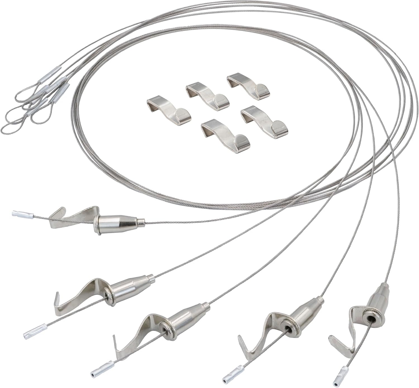 [ネセクト] ピクチャーレールワイヤーセット ステンレス製 スライド式フック高さ調整可能 国内強度試験済 [1年保証]