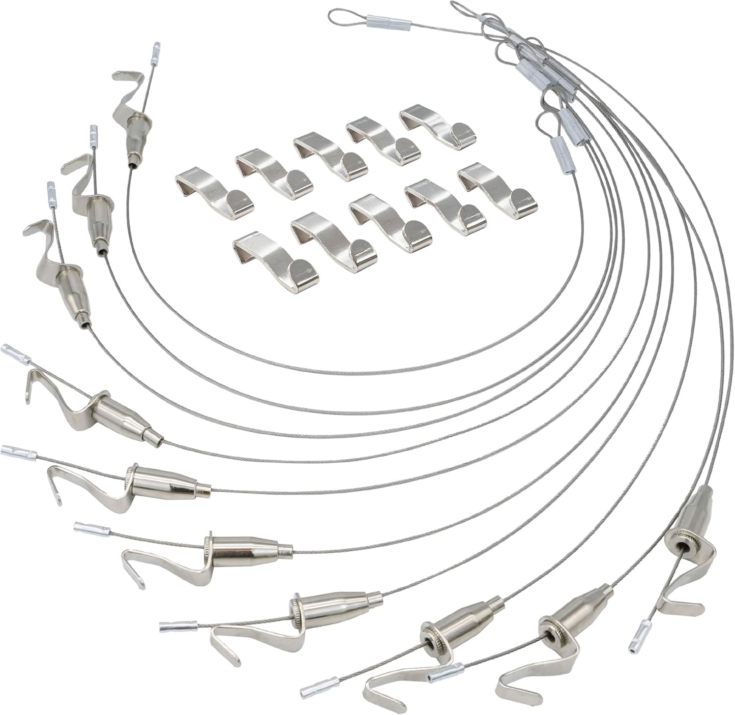 [ネセクト] ピクチャーレールワイヤーセット ステンレス製 スライド式フック高さ調整可能 国内強度試験済 [1年保証]