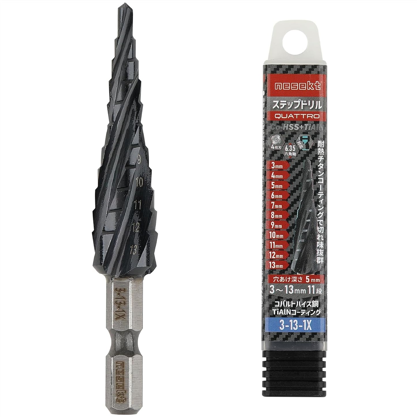 [ネセクト] ステップドリル 6.35mm六角軸 チタンコーティング インパクト対応[1年保証]