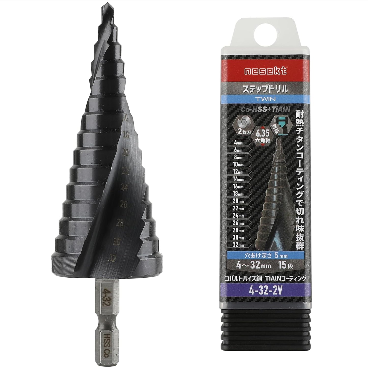 [ネセクト] ステップドリル 6.35mm六角軸 チタンコーティング インパクト対応[1年保証]