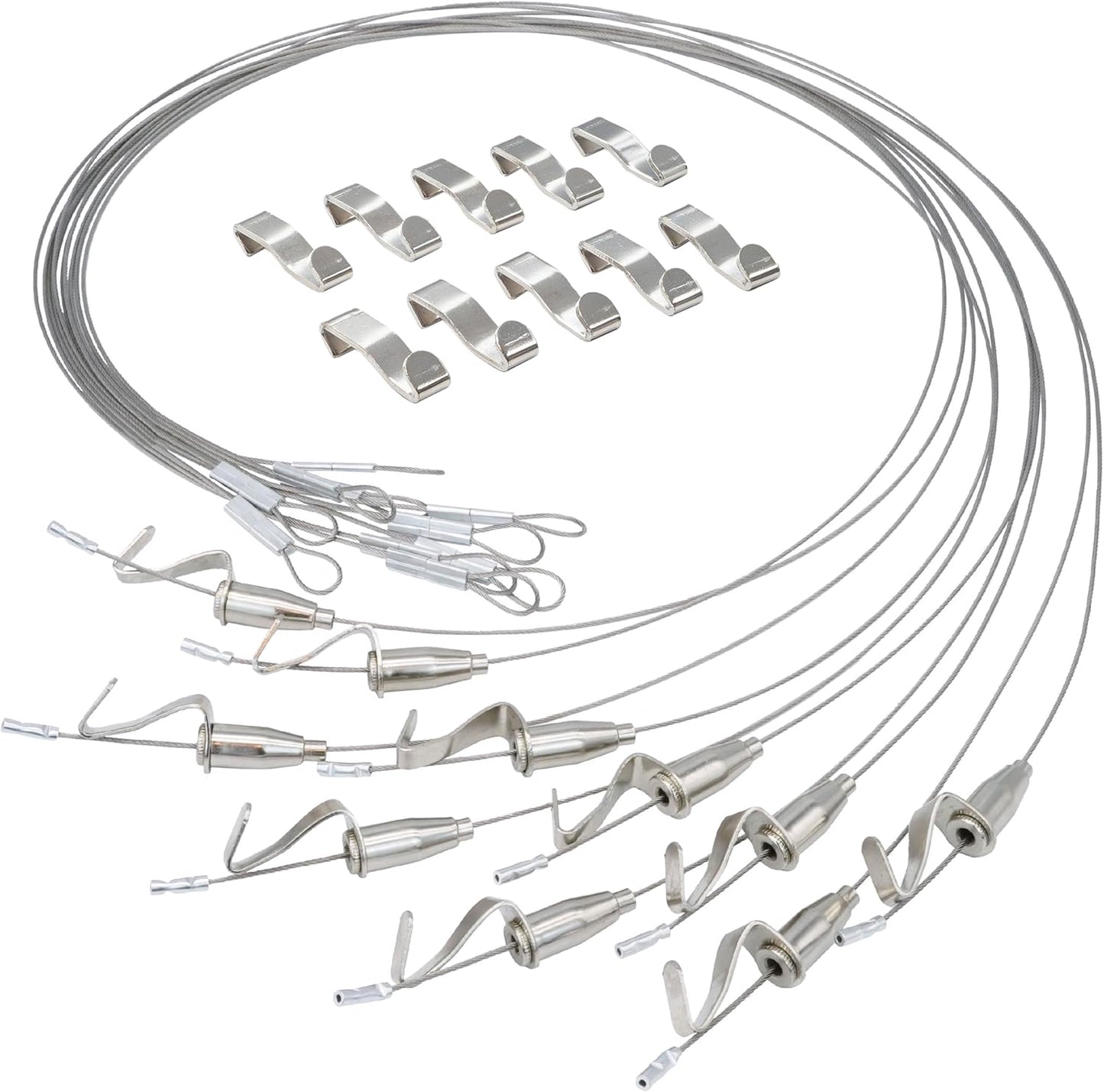 [ネセクト] ピクチャーレールワイヤーセット ステンレス製 スライド式フック高さ調整可能 国内強度試験済 [1年保証]