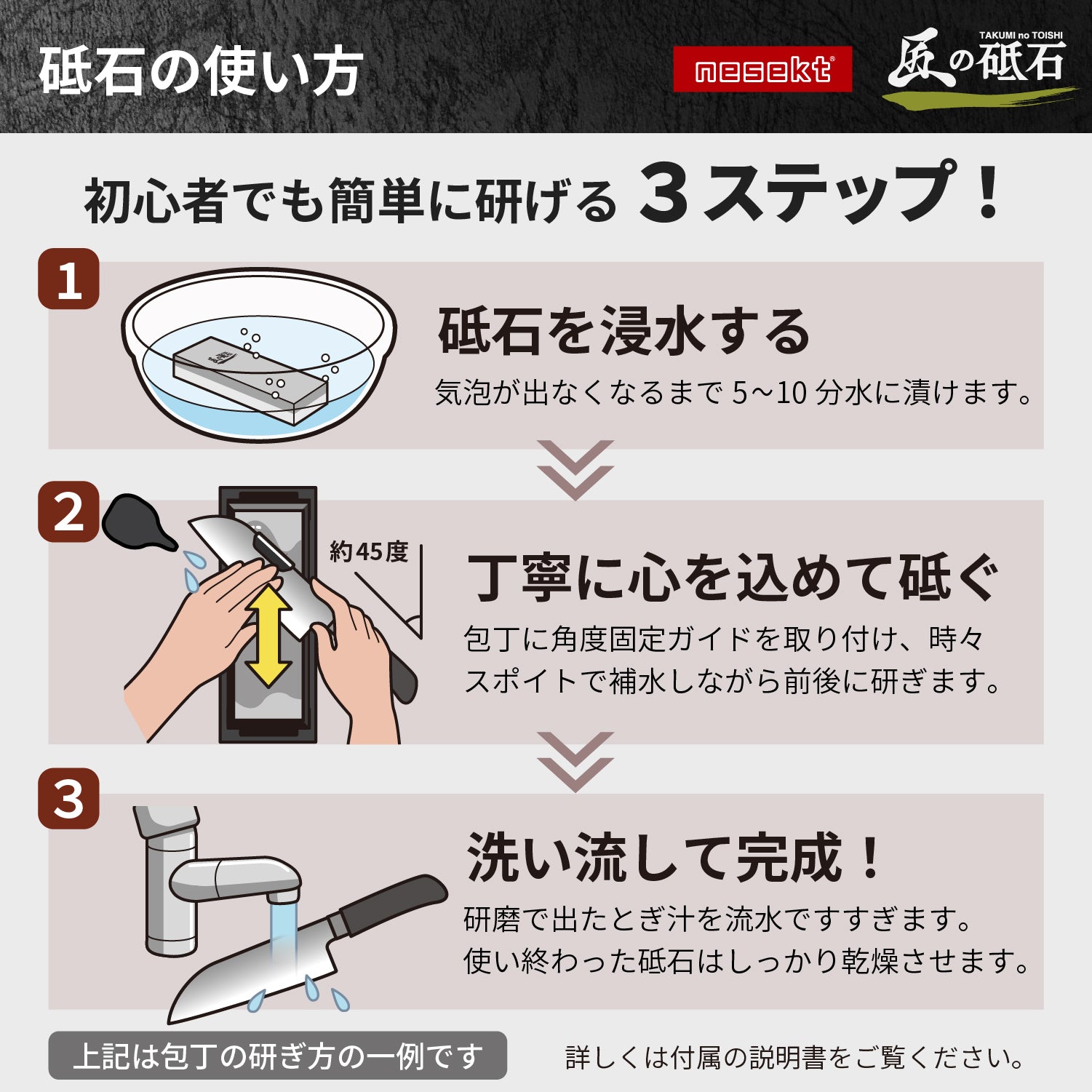 [nesekt] ネセクト 砥石 匠の砥石 W-Complete Set #400/#1000 両面 粗砥 高硬度コランダム 刃こぼれ修復 包丁砥ぎ 角度固定ガイド,給水スポイト,専用ケース付属 [日本国内企画品]