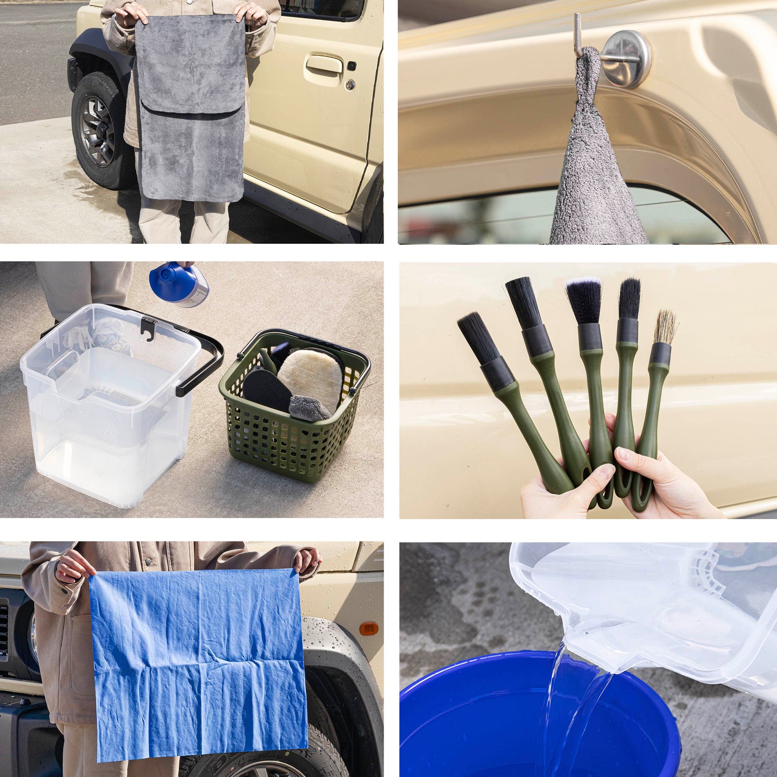 [ネセクト] 洗車セット25点 耐荷重100kg 踏み台バケツ＆収納バスケット付属 ミニバン&SUV グリットガード 洗車用品[1年保証] - 画像2
