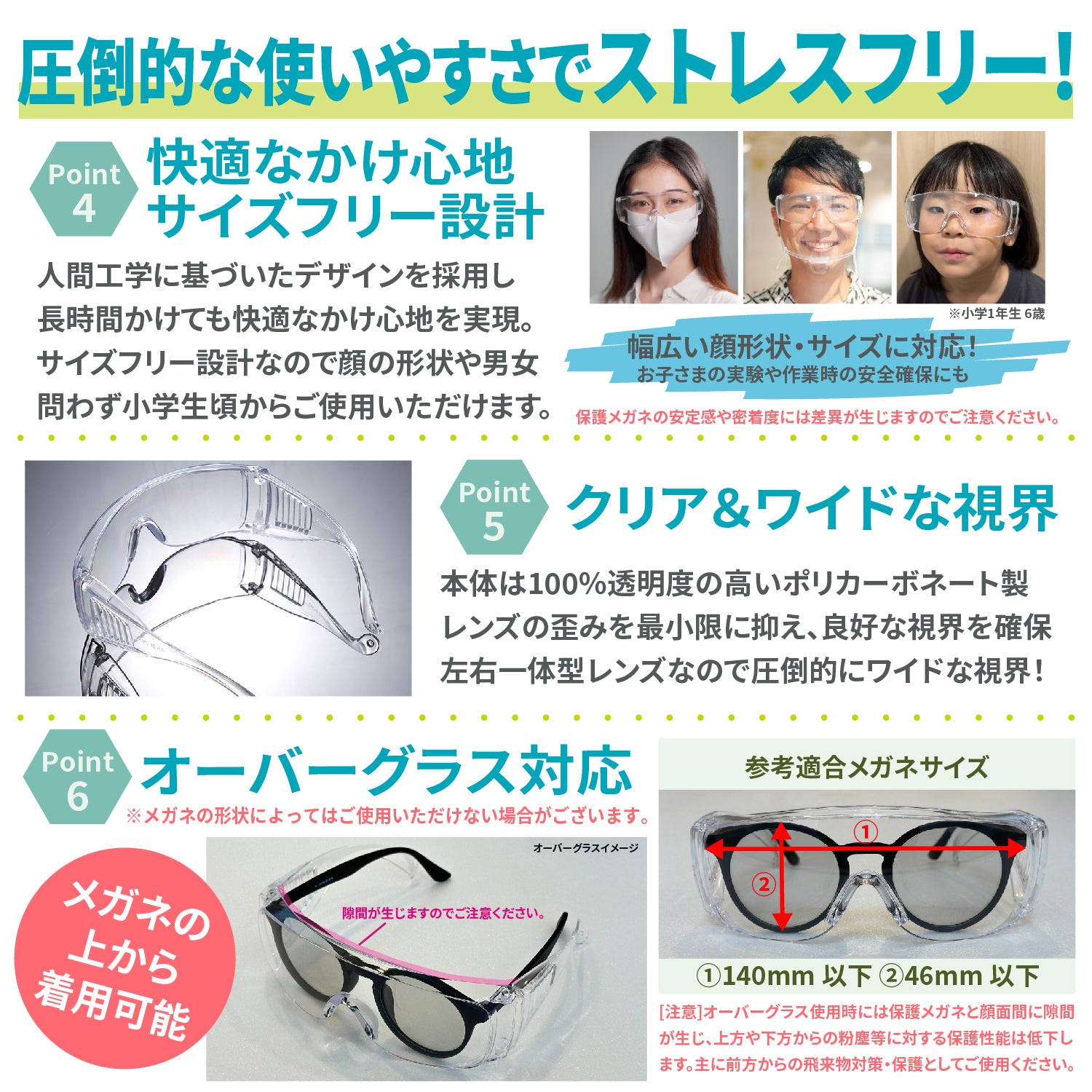 [ネセクト] 保護メガネ クリア 防��加工 防塵 安全ゴーグル ポリカーボネート製 安全保護具 感染予防 作業用 [1年保証] - 画像5